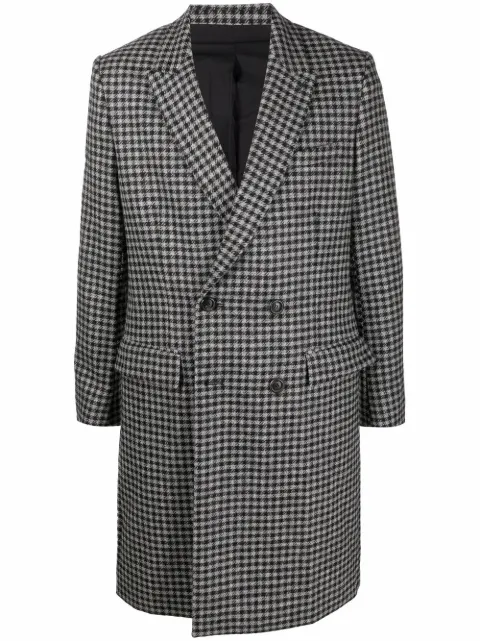 AMI Paris houndstooth pattern double-breasted coat Grey UCO101290