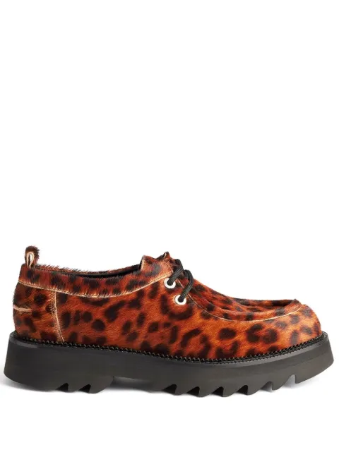 AMI Paris leopard-print lace-up platform shoes Brown HSV016833