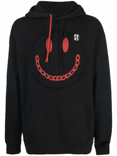 Raf Simons x Smiley distressed-finish hoodie Black 224164190030099