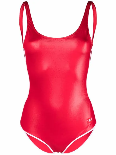 Diesel logo fitted swimsuit Red A039540HFAF