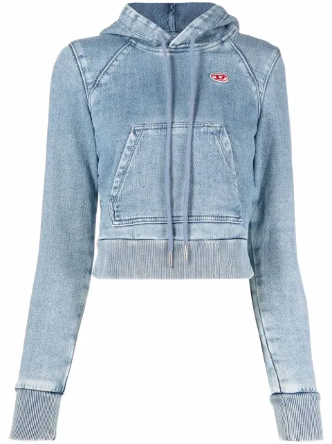 Diesel D-Angy logo-appliqué denim hoodie Blue A0402109D01