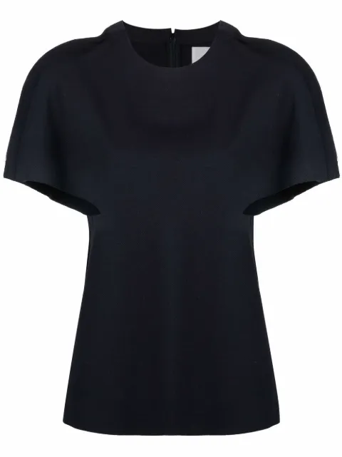 Jil Sander sculpted short-sleeve blouse Blue JSPU705011WU253108