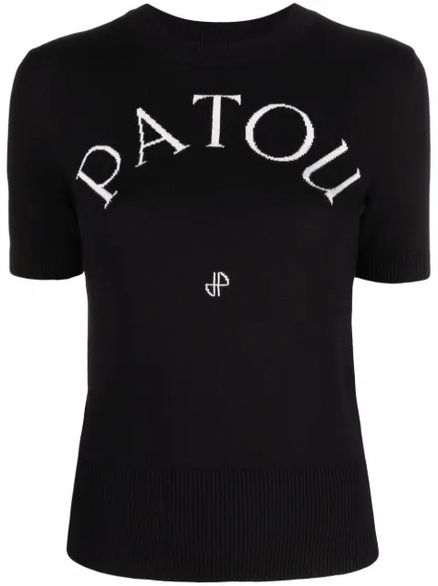 Patou logo-jacquard knitted top Black KN0688045999B