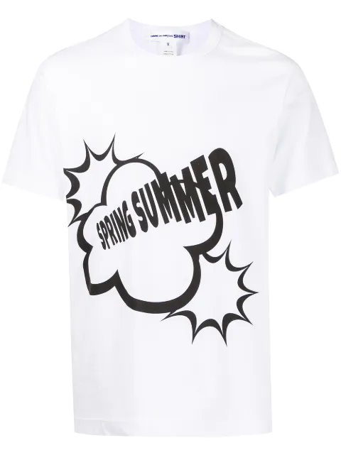 Comme Des Garçons Shirt slogan-print cotton T-shirt White FIT007