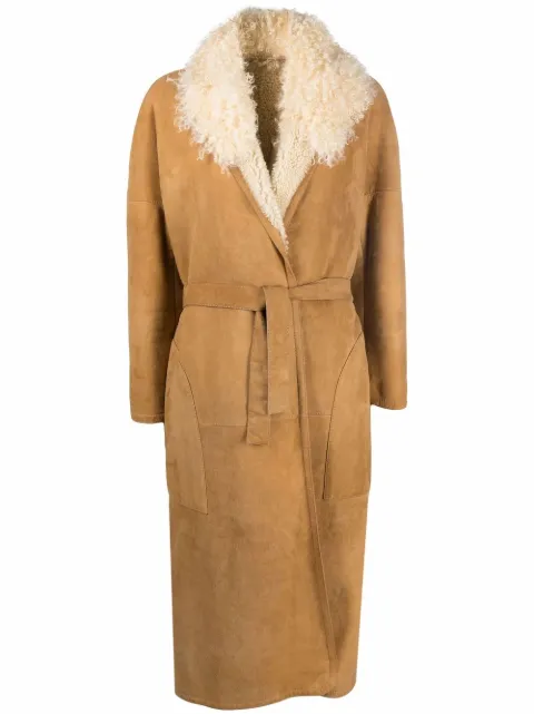 Hermès Pre-Owned 1990s leather tied-waist coat Brown HER6000