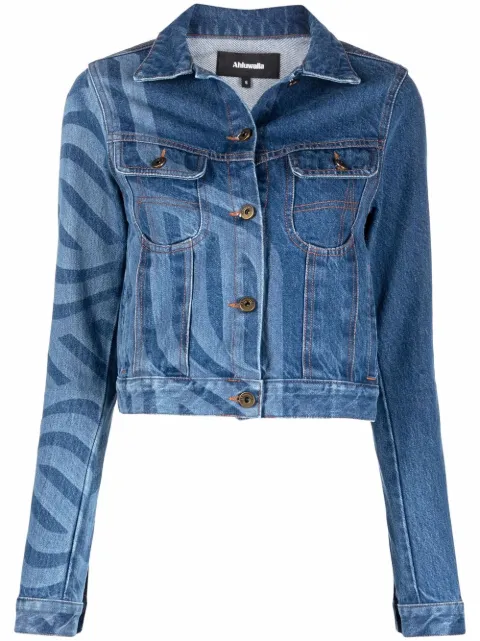 Ahluwalia laser-print denim jacket Blue WSS22AHL04