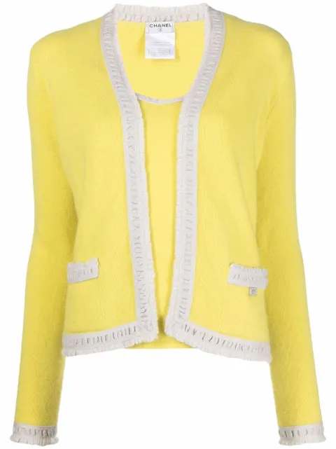 CHANEL Pre-Owned 2003 layered knitted cashmere cardigan Yellow CHA1800RA