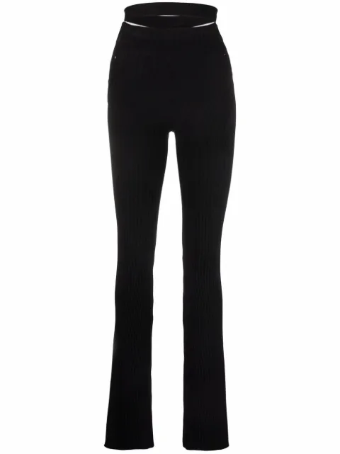 ANDREĀDAMO ribbed-knit bootcut trousers Black ADSS22PA04031473