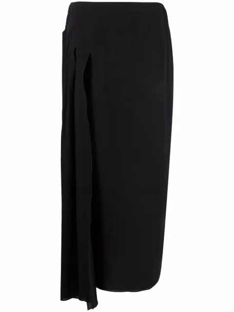 CHANEL Pre-Owned 1999 pleat-detailing straight silk skirt Black CHA900Q