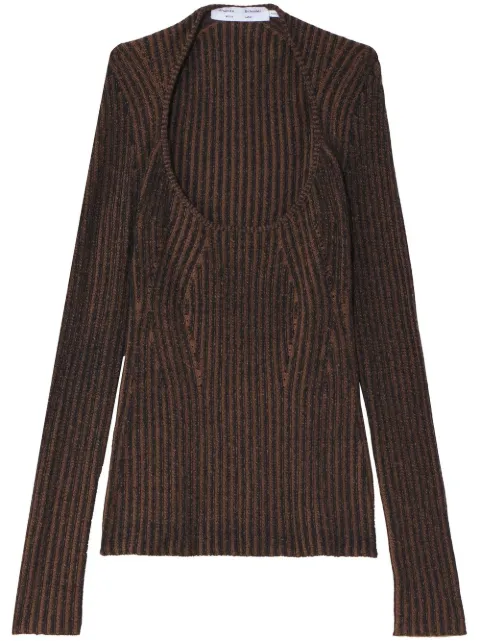 Proenza Schouler White Label plaited rib scoop neck jumper Brown WL2247828KY257