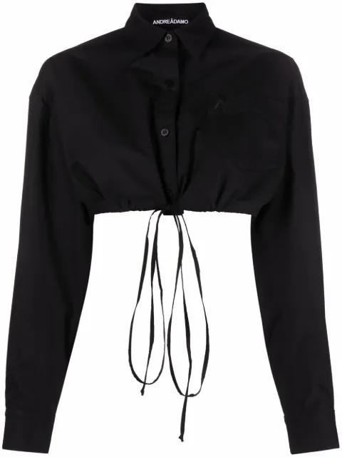 ANDREĀDAMO cropped cotton shirt Black ADSS22SR01012473