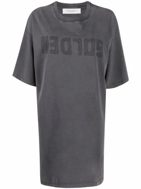 Golden Goose logo-print short-sleeved T-shirt dress Grey GWP00873P000671