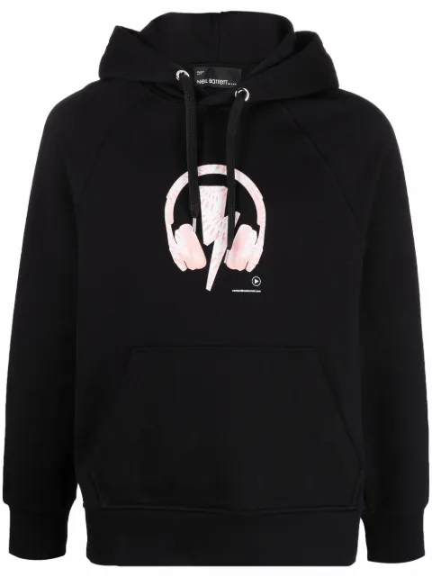 Neil Barrett D.J. Bolt printed hoodie Black BJS060SS514S