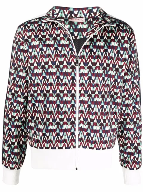 Valentino Garavani Optical-print track jacket Blue VMF21I859