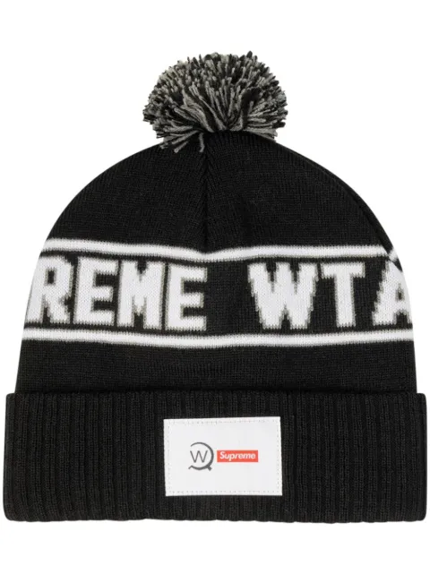 Supreme x WTAPS intarsia logo beanie Black SU11198