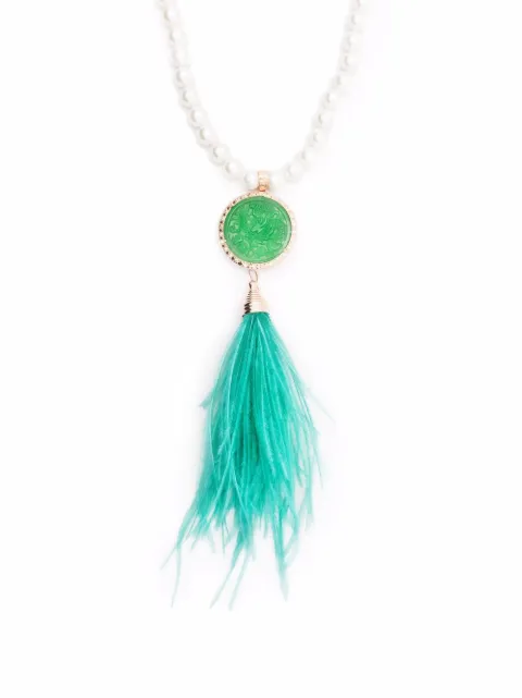 CISCO ROMERO feather-detail pendant necklace White 170COLGANTEREF2741