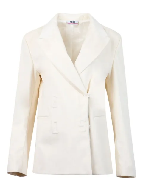GCDS double-breasted logo-embossed jacket White AL22W040005