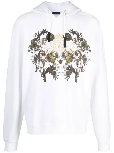 Billionaire logo-crest drawstring hoodie White IABCMJB2671BTE013N