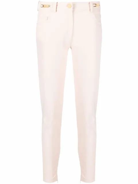 Elisabetta Franchi logo-plaque detail trousers Neutrals PA01521E2