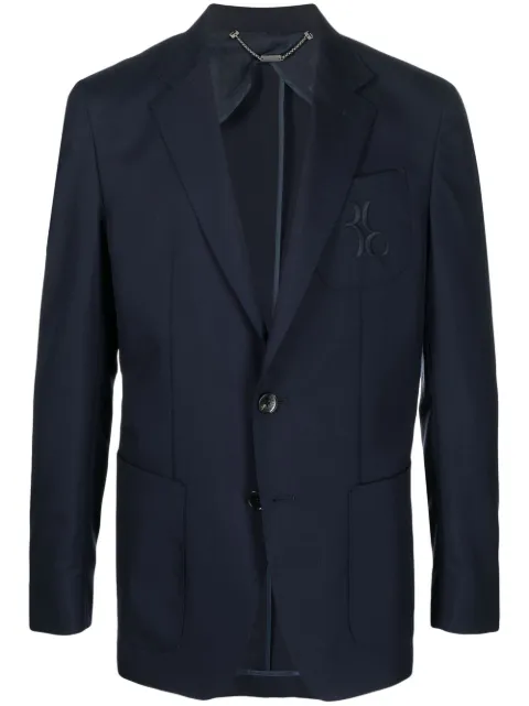 Billionaire logo-embroidered single-breasted blazer Blue IABCMRF1489BTE004N