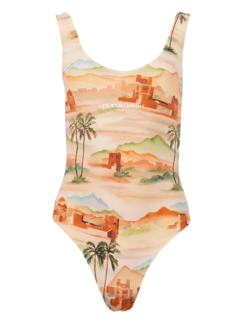 Les Benjamins printed swimsuit Neutrals LB22SSTMJFUSM601