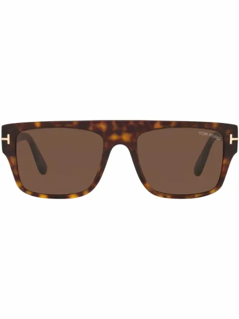 TOM FORD Eyewear tortoiseshell-effect square-frame sunglasses Green FT09075552E