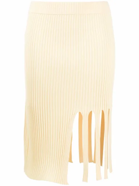 Krizia cut-out ribbed knit skirt Yellow J1CX1731M