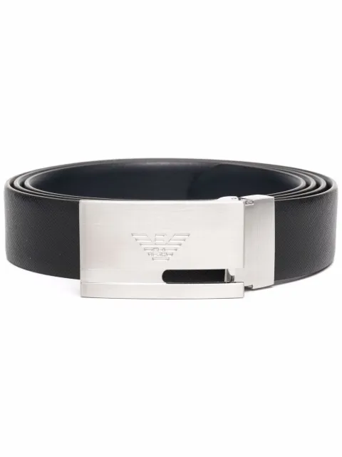 Emporio Armani logo-buckle leather belt Black Y4S498YLP4E