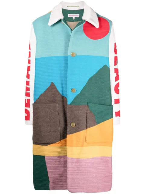 Walter Van Beirendonck Pre-Owned 2000s pre-owned Demand Beauty printed coat Blue WLT106PT