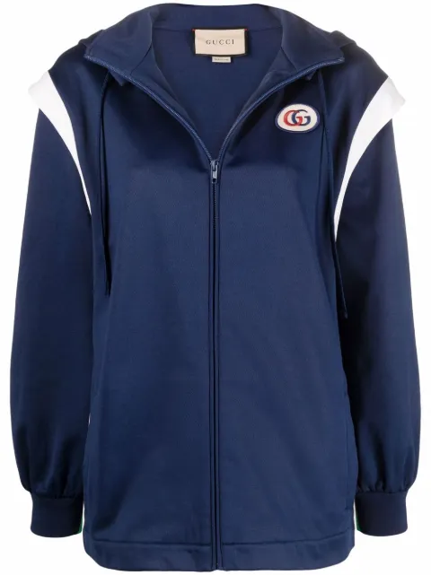 Gucci Web-Stripe detachable-sleeve hooded jacket Blue 681083XJDP4