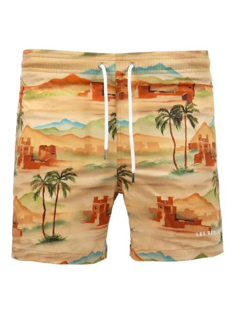 Les Benjamins drawstring printed swim shorts Neutrals LB22SSTMJMUSM601