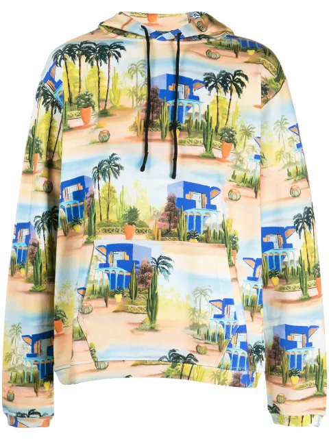 Les Benjamins graphic-print drawstring hoodie Blue LB22SSTMJMUHD004