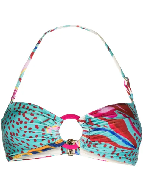 PatBO floral-print bandeau bikini top Green TOB19545US