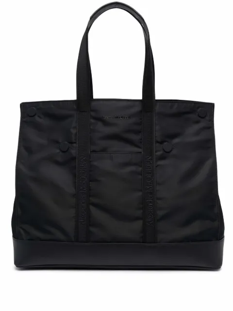 Alexander McQueen logo-embroidered tote Black 6831131AAE7