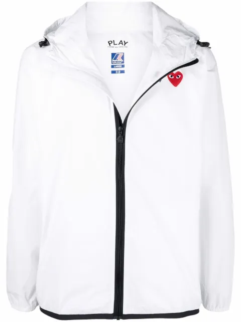 Comme Des Garçons Play x K-Way zipped hooded jacket White P1J5013