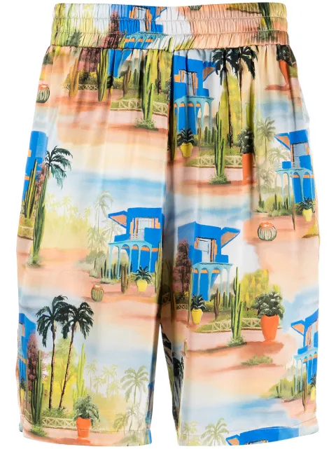 Les Benjamins tropical-print silk shorts Orange LB22SSTMJMUSO601