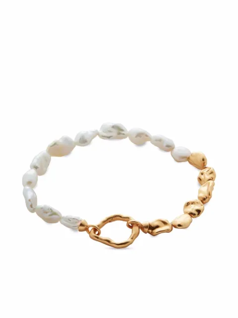 Monica Vinader x Mother of Pearl Keshi pearl bracelet Gold GPBLKSHIPRL