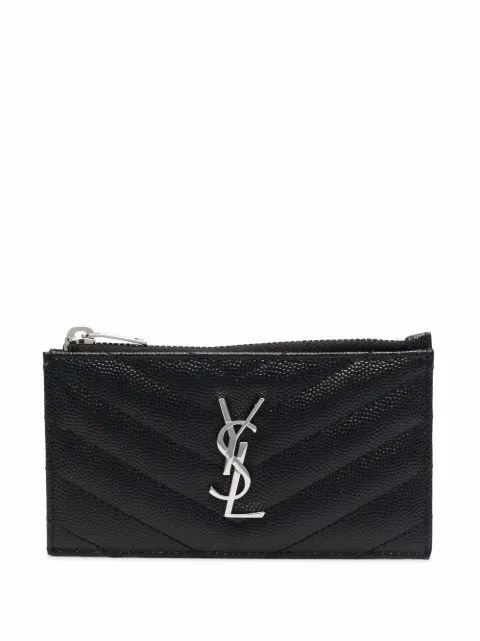 Saint Laurent logo-plaque quilted wallet Black 607915BOW02