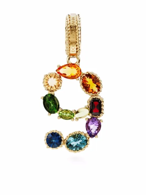 Dolce & Gabbana 18K yellow gold charm 9 lettering gemstone pendant Gold WAPR1GWMIX9