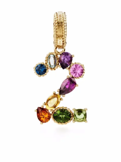Dolce & Gabbana 18K yellow gold charm 2 lettering gemstone pendant Gold WAPR1GWMIX2