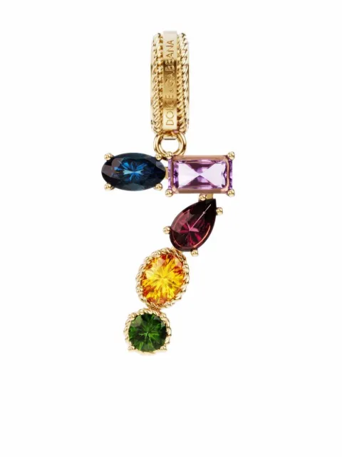 Dolce & Gabbana 18K yellow gold charm 7 lettering gemstone pendant Gold WAPR1GWMIX7