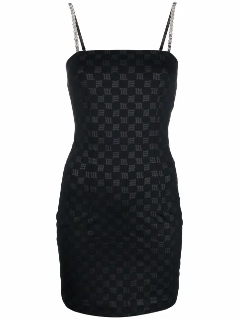 MISBHV Monogram chain-link strap dress Black 121W8030
