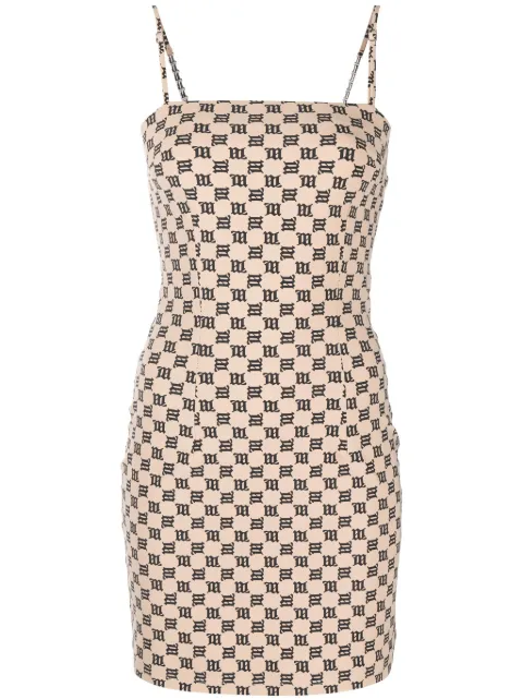 MISBHV monogram-print minidress Neutrals 4020W017
