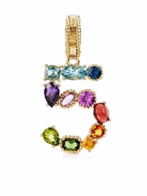 Dolce & Gabbana 18K yellow gold charm 5 lettering gemstone pendant Gold WAPR1GWMIX5