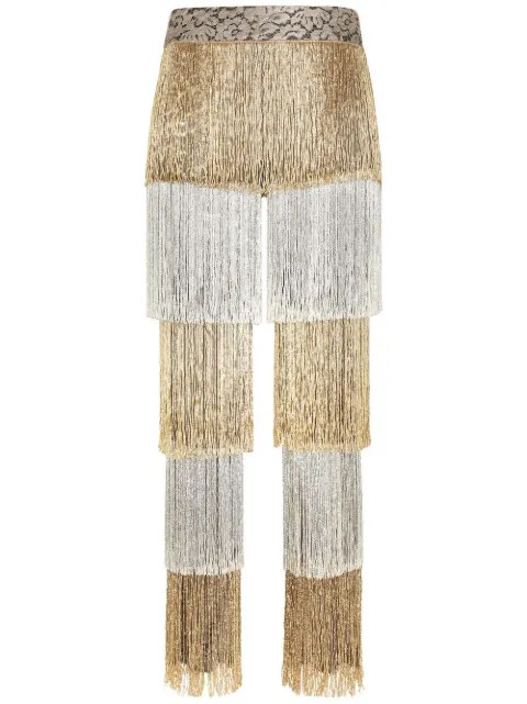 Dolce & Gabbana beaded fringing lace trousers Gold FTCHCZGDAS5