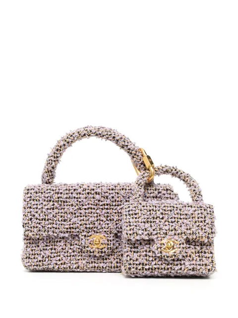 CHANEL Pre-Owned 1995-1996 tweed two-in-one handbag set Purple 3000544