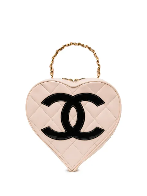 CHANEL Pre-Owned 1995 diamond-quilted CC heart handbag Pink 3345568