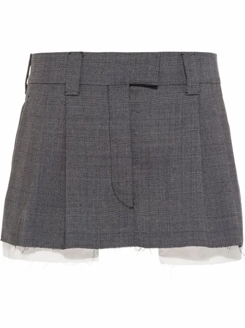 Miu Miu Prince-Of-Wales check mini skirt Grey MG180110DI