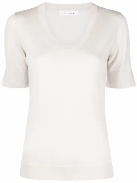 Liska round-neck knitted top Neutrals JAD5408BIS