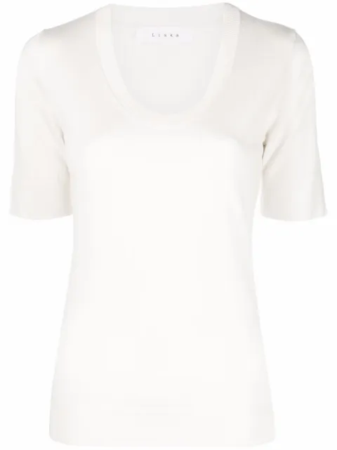 Liska round-neck knitted top White JAD5408BIS